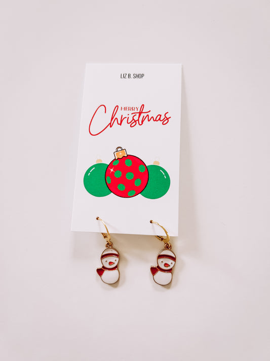 Red Scarf Snowman Earring Hoop