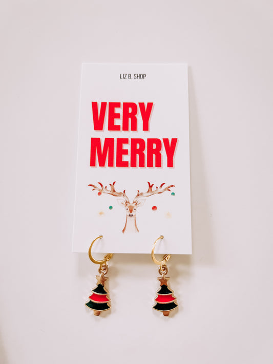 Red/Green Christmas Tree Earring Hoop